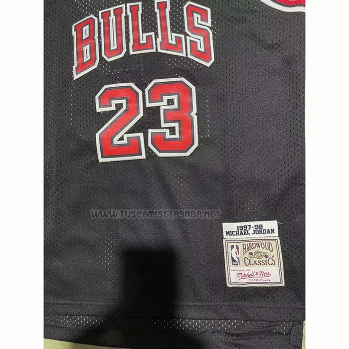 Camiseta Michael Jordan NO 23 Nino Chicago Bulls Mitchell & Ness 1997-98 Negro